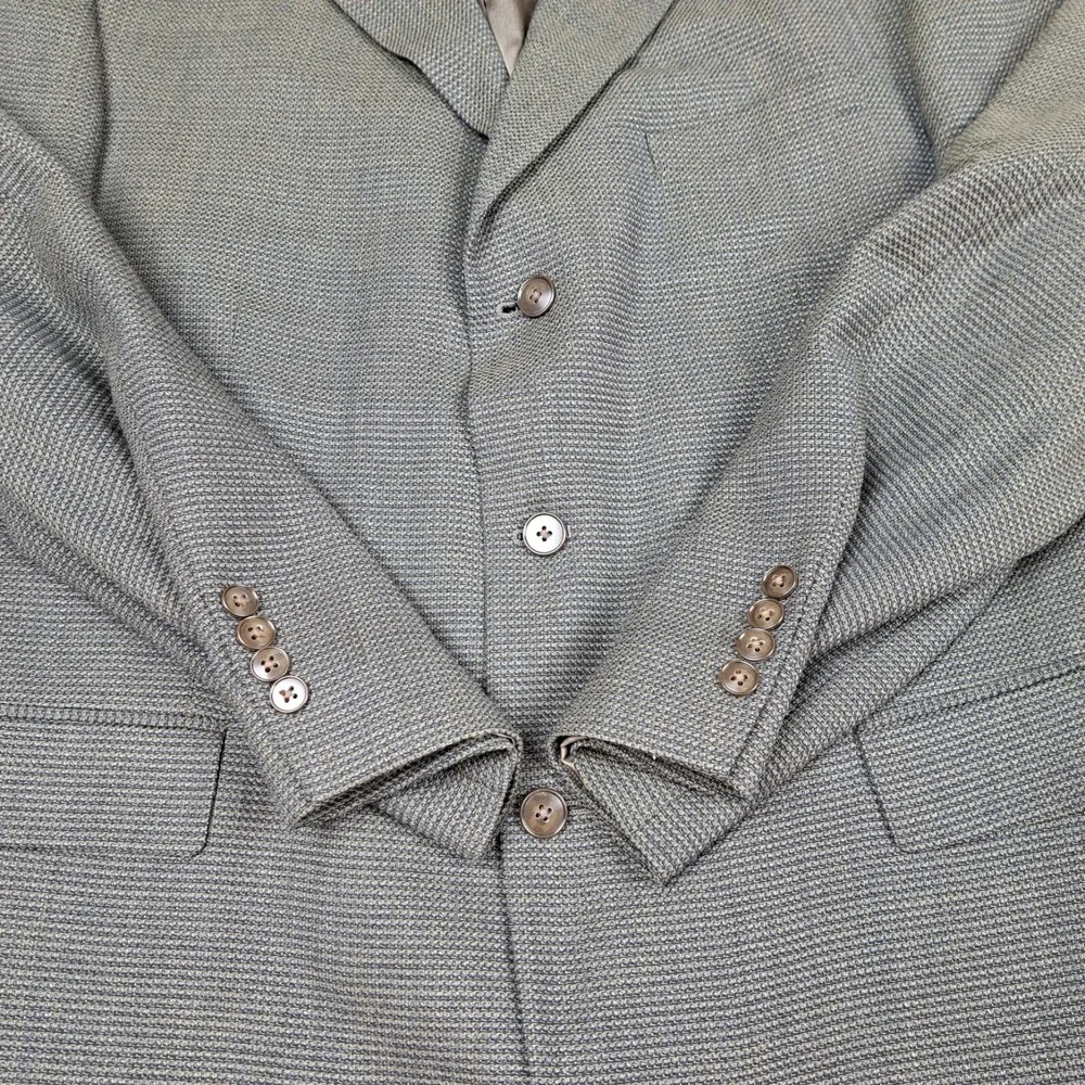 Oscar De La Renta Tweed Wool Sport Coat 46R Gray Men Blazer Jacket Single Breast